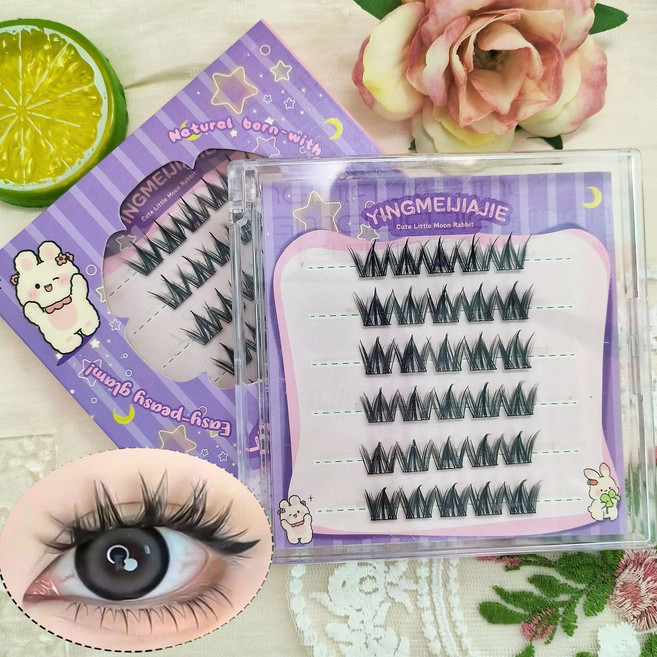 풀 필요없은 자연 속눈썹 3D인조속눈썹 세트11-13mm(다양한 스타일 가능 여성 메이크업 필수품), 6 rows of dense YFXMJ 06