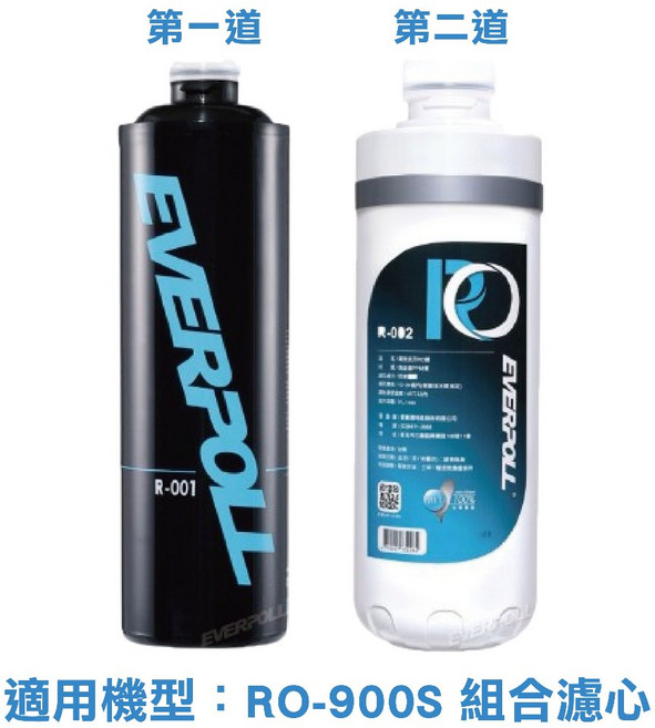 EVERPOLL 愛科 AI可調直出式RO純水機 RO-900S 濾芯組合 R-001 R-002