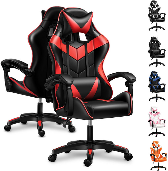 2026 최신형 FITNEST 게이밍 의자 인체공학 각도조절 누울 디자인 사무 재택근무용 하중 160kg 튼튼한, 빨강