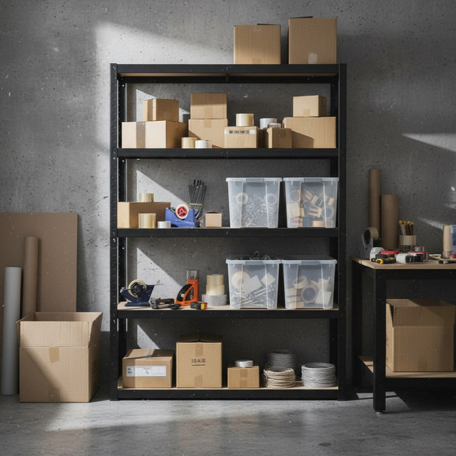 페리코 철제 무볼트 조립식 앵글 선반 화이트 5단, 블랙