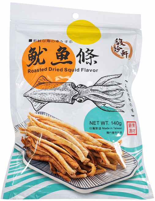 鎮珍軒 魷魚條 烘烤魷魚風味 涮嘴零食, 140g, 1個