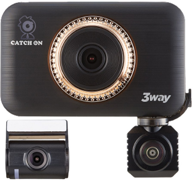 기본무료장착+동글이 캐치온 3WAY 3채널 와이파이 블랙박스, 64GB, 64GB