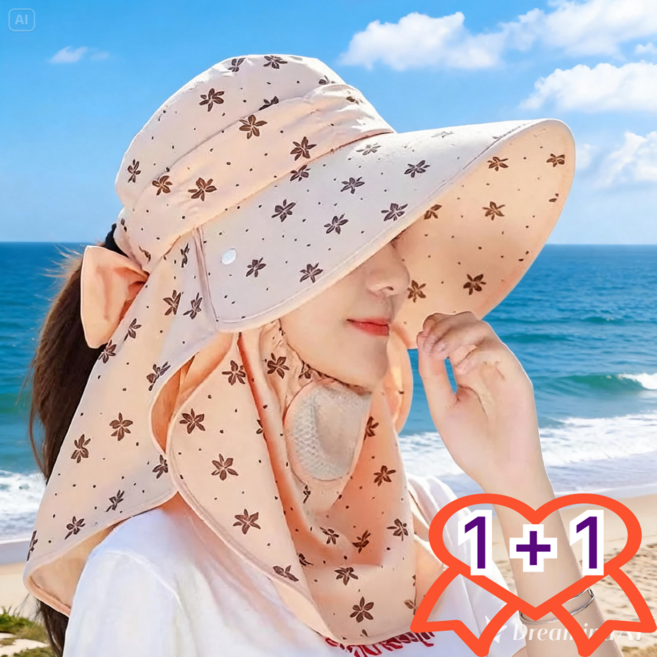 영25 자외선차단 사계절 예쁜모자 햇빛가리개 챙넓은모자 1 + 1