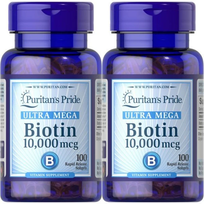 모발 성장 피부 미용 퓨리탄 프라이드 비오틴 10000 맥그 소프트젤 총 개수 100개 트윈 팩, 50 Count (Pack of 2), 100정 - 쿠팡