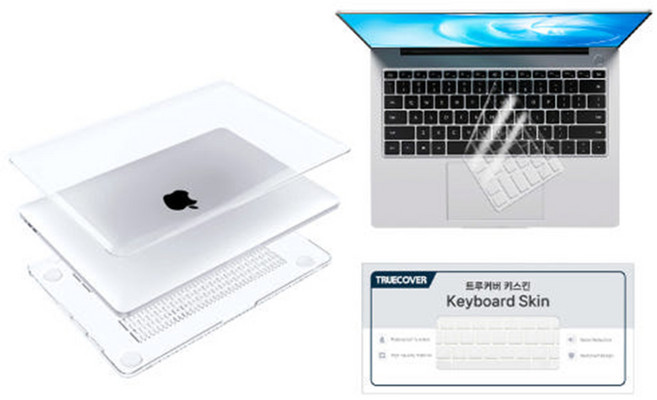 트루커버 맥북 에어 13인치 M5 M4 M3 M2 크리스탈 투명 하드케이스+투명 키스킨 세트, 에어 13인치 M2 M3 M4 M5, 크리스탈투명케이스+키스킨(TPU소재)