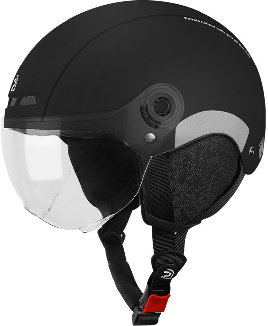 PEMILA전계절 멀티스포츠 헬멧 자전거 스케이트 스키용 충격흡수 통기성 좋고 방풍방한 분리형 귀보호대 고글달린 남녀공용, 1개, 블랙+귀 보호대+투명렌즈