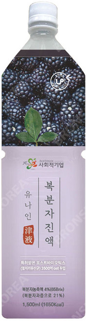 유나인 복분자 진액 1.5L 1개 음료베이스 과일원액 희석