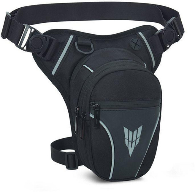 摩托車機車反光包斜挎包騎行腿包戶外運動裝備多功能跨包, 黑色