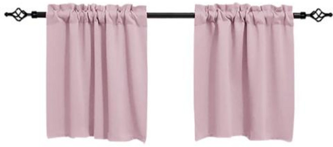2단 수납장 주방 암막 창 커튼 단열 짧은 거실 침실 막대 포켓 와플 위브 티어 소형 패널, 85x91cm, 1Panel, 10) Pink - 85x91cm-1Panel