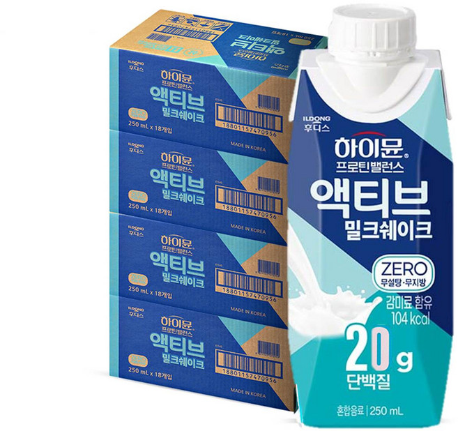 하이뮨 프로틴 밸런스 액티브 밀크쉐이크 ZERO, 250ml, 72개