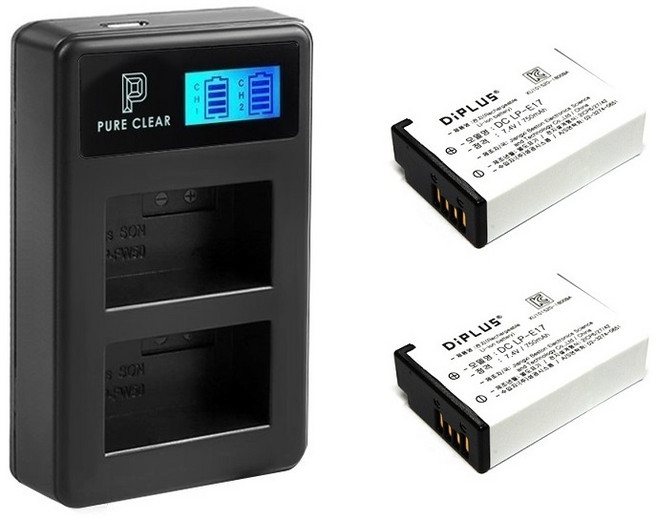 캐논 LP-E17 듀얼충전기+배터리2개 EOS 200DII 200D 850D 800D 760D 750D 77D EOS RP, 1개