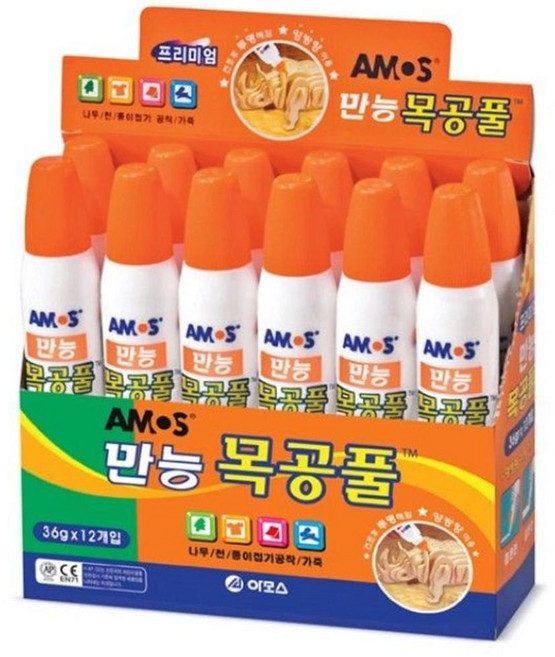 아모스 만능 목공풀 만능 1갑12개입 36g, 상세페이지 참조, 1개