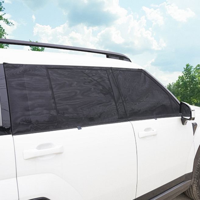 케이엠모터스 디올뉴 싼타페 MX5 차량용 모기장 텐트 트렁크 모기장, 싼타페 MX5 윈도우 모기장 1+2열, 윈도우 모기장 (4P)