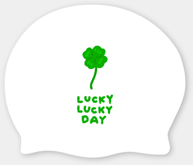 실리콘 수모 편한 빅사이즈 수영모자 라쿤스위밍, 럭키럭키데이, 1개