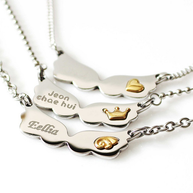 써지컬스틸 미아방지목걸이 날개 실버드롭장식, 실버, 1개, 실버드롭목걸이:날개+천사날개(실버)