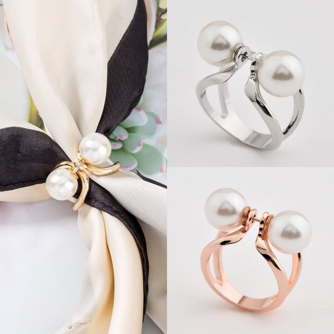 1+1 트윈 진주 스카프 링 고리 클립 버클 미니 쁘띠 연출 홀더