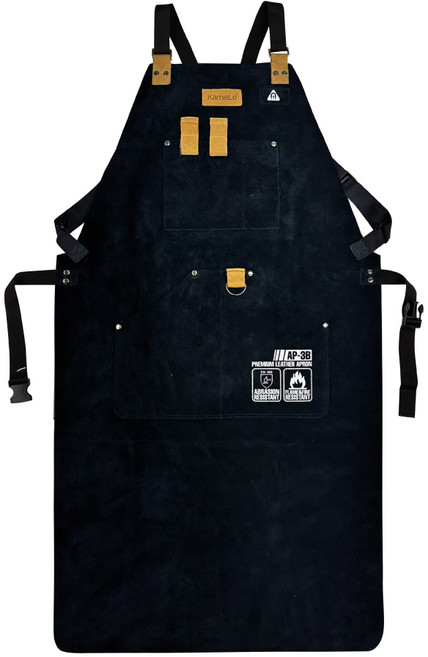 카멜로 우피 가죽 용접 앞치마 공방 작업용 AP-3, 블랙, 1개