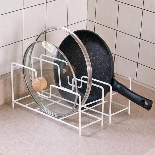 테르오 공간맞춤 1구 후라이팬 정리대, 1개, 화이트, 1단