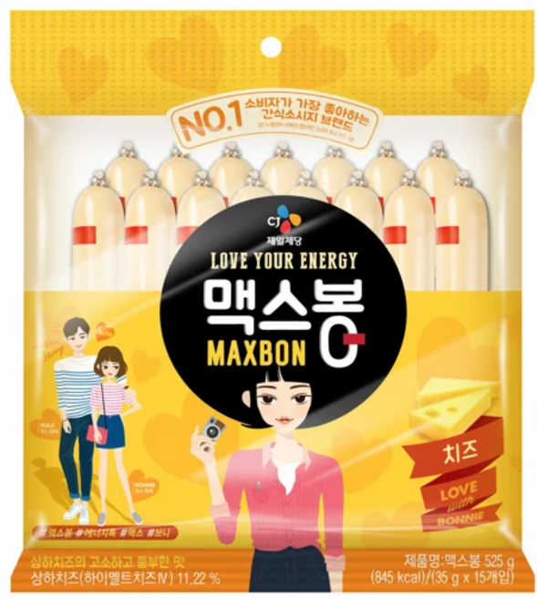 맥스봉 치즈 15p, 525g, 3개