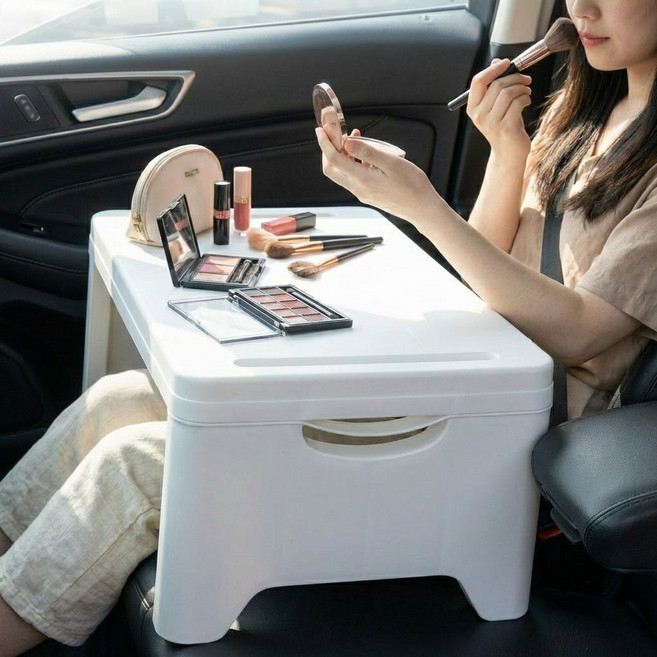 공간백서 폴딩 다용도 차량용 테이블 트레이, 화이트, 1개