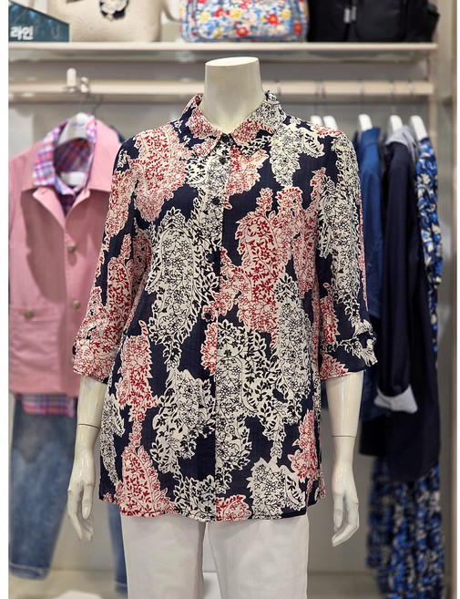 크로커다일레이디 린넨 프린트 블라우스 CLEMBL133