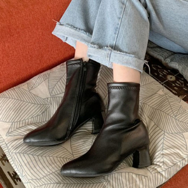 라블 스판 삭스 앵클부츠 PU