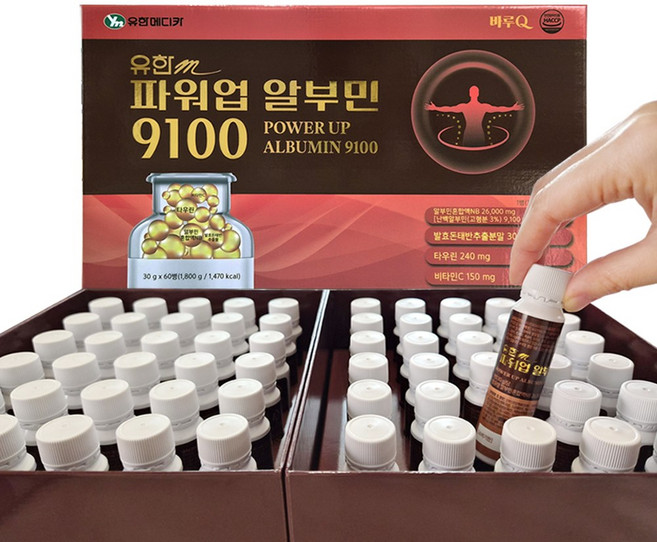 유한m 파워업 마시는 알부민 9100 60병, 1박스, 1.8L