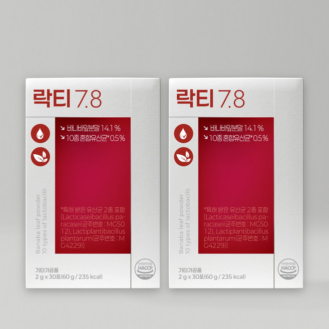 락티7.8 유산균 당관리 장건강 당뇨스쿨 바나바잎 락티카제이, 2개, 30회분