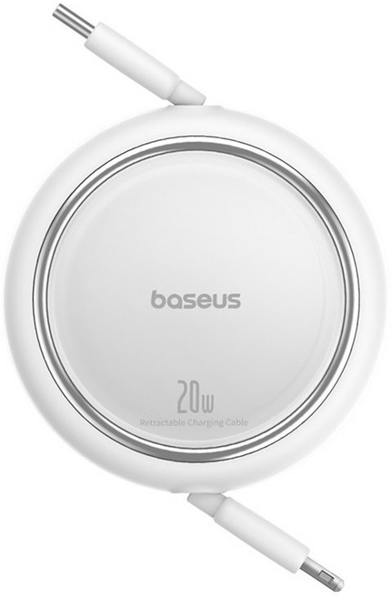 베이스어스 Free2Pull C타입 애플8핀 아이폰 고속 충전 접이식 케이블 20W, 1m, 회이트, 1개