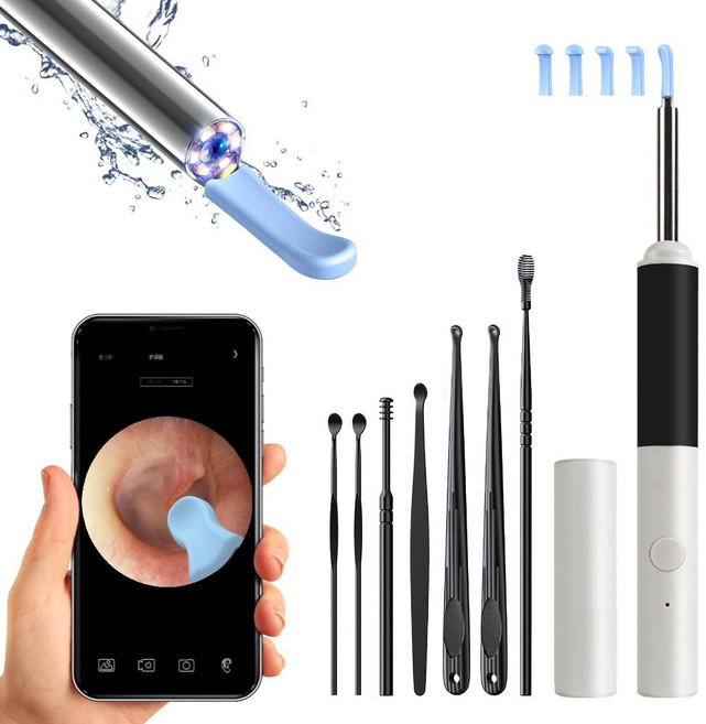 줌인 초고화질 내시경 귀이개 1000만 화소 LED 귀내시경 + 교체팁 30개 + 귀이개 케이스 세트, 1세트, 1개입