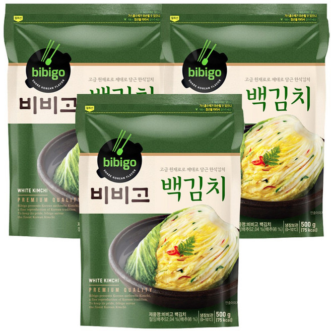 비비고 백김치 1.5KG (500Gx3팩), 500g, 3개