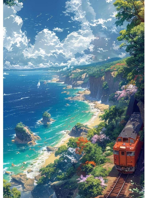 신선하고 힐링이 되는 해변 마을 풍경 아트 포스터 캔버스 프린팅 빌라 호텔 홈스테이 홈 벽장식 그림, D. 50x70cm, 19. 10 / E. 50x70cm, 1개