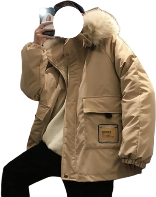 남자 퍼 후드 양털내피 패딩 점퍼 베이지 블랙 그린