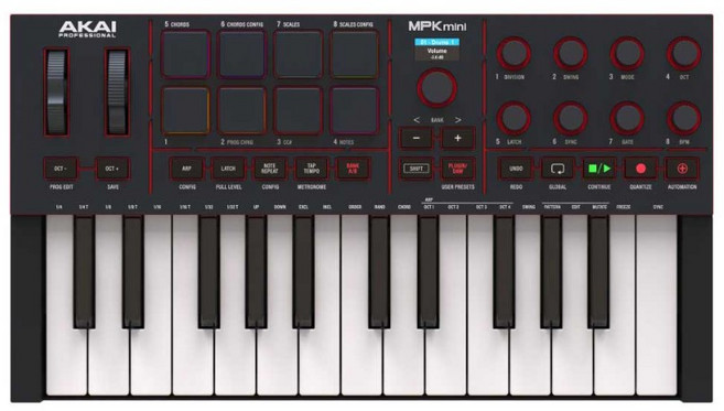 AKAI MPK Mini IV 아카이 Black MPK MK4 MINI 블랙 미디 키보드 마스터, 단일 옵션