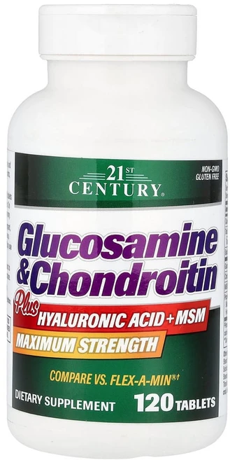 21세기 센트리 글루코사민 & 콘드로이틴 플러스 히알루론산 + MSM 120정, One Color, 1개 - 쿠팡