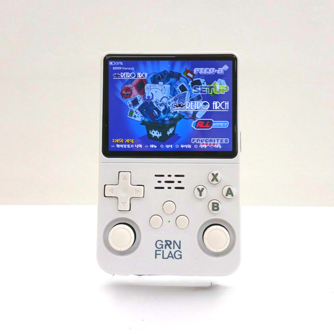 그린플래그 R36S 한방팩 내장 장착 한글 휴대용 레트로 게임기, 화이트, 64G (한글 게임팩 내장), 휴대용 미니 게임기