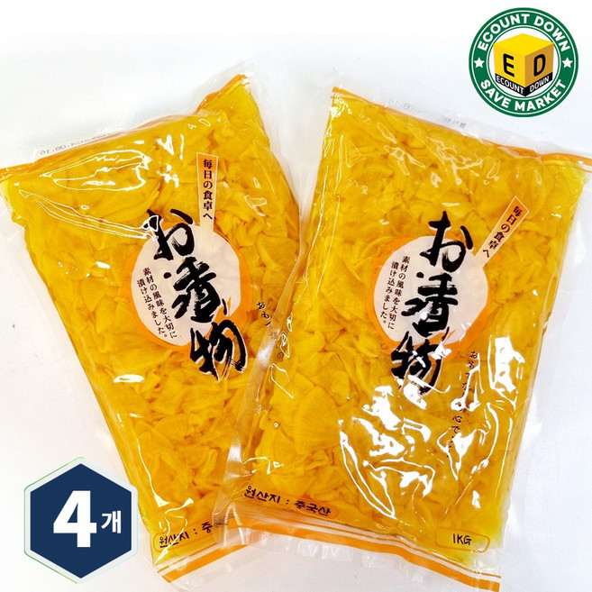 씨엘푸드 동경 쫄 단무지 슬라이스, 1kg, 4개