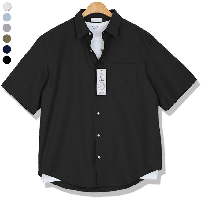 오마보이 남성용 옥스포드 클래식핏 반팔 셔츠