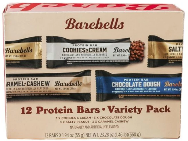 BAREBELLS 초콜릿 파티 믹스 대용량 베어벨스 프로틴 바 다양팩 12개입 1.9온스 20g 고단백 간식 총당 1g 이동 중 간편 및 아침바, 다양한 팩, 12개입 (1팩) - 쿠팡