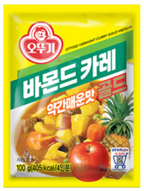 오뚜기 바몬드 카레 골드 약간매운맛 과립형, 100g, 15개