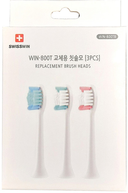 [스위스윈] 충전식 음파전동칫솔모3P [WIN-800T전용], 1개