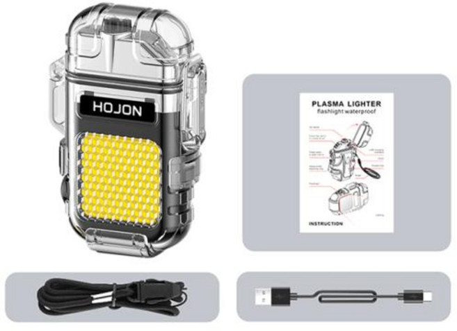 미니 LED 손전등 휴대용 포켓 플라즈마 듀얼 라이터 USB 충전식 3 개 조명 모드 COB 라이트 야외 비상 램프, 1) Black, 01 Black