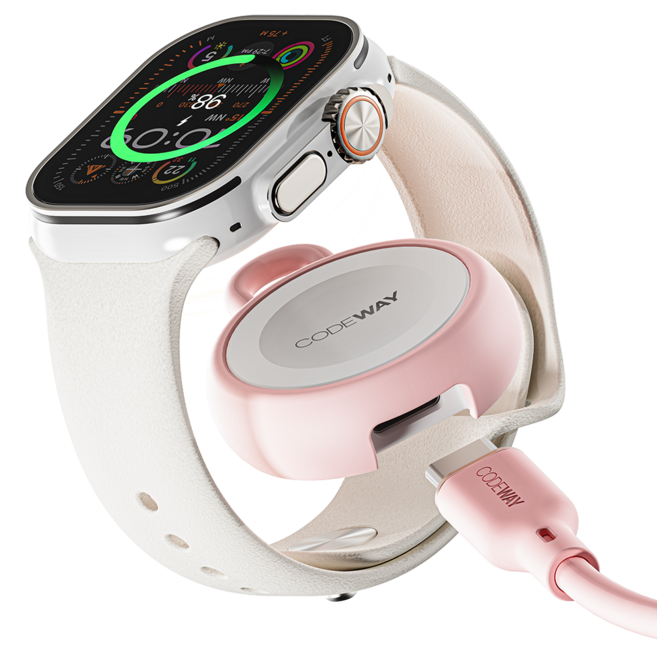 코드웨이 c타입 애플워치 무선충전기 케이블 1.2m, 핑크, 1개