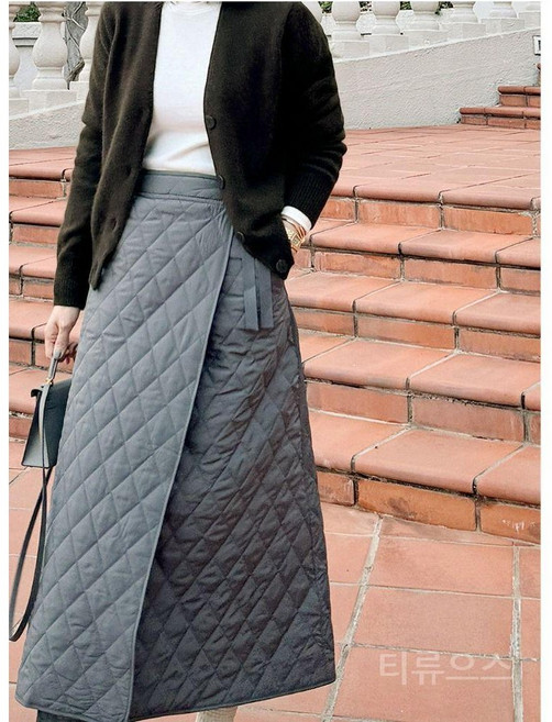 티류으스 여성 겨울 패딩 스커트 랩 누빔 롱 ZA