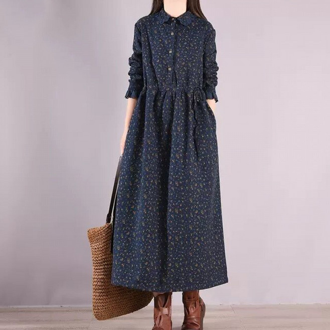 더퀸1987 여성 가을 롱원피스 기모 긴팔 5057