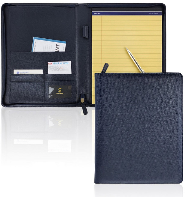 아인텍 가죽 A4 레포트패드 지퍼형 노트패드, 지퍼_네이비[H7204](1개)