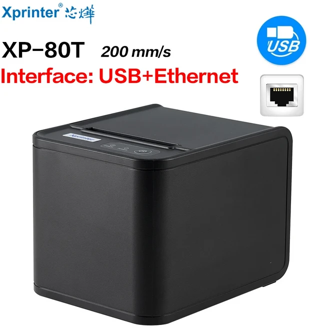 USB 이더넷 또는 80T 자동 80MM N160II 용지 WIFI를 XP 프린터 1롤 T80Q 영수증 BT 절단기 갖춘 XPRINTER 200MM/S를 열전사, 80T USB Ethernet, AU 플러그, [08] 80T USB LAN, 03 80T USB Ethernet