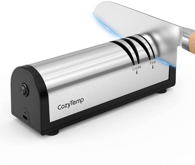 CozyTemp 전동 칼갈이 무선 충전식 다용도 전동 숫돌 가위갈이 기계, 1개, 실버