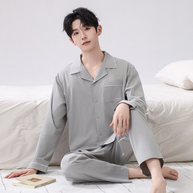 남성 파자마 순면 100% 사계절 심플한 디자인 프리미엄 순면 파자마세트 JF-161