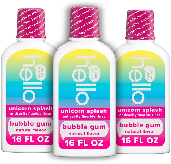 Hello 헬로 가글 키즈 473ml 3개 버블껌 알코올프리 어린이 가글 불소 구강청결제 - 쿠팡